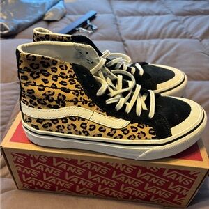 Vans Black and Leopard High-Top Sneakers